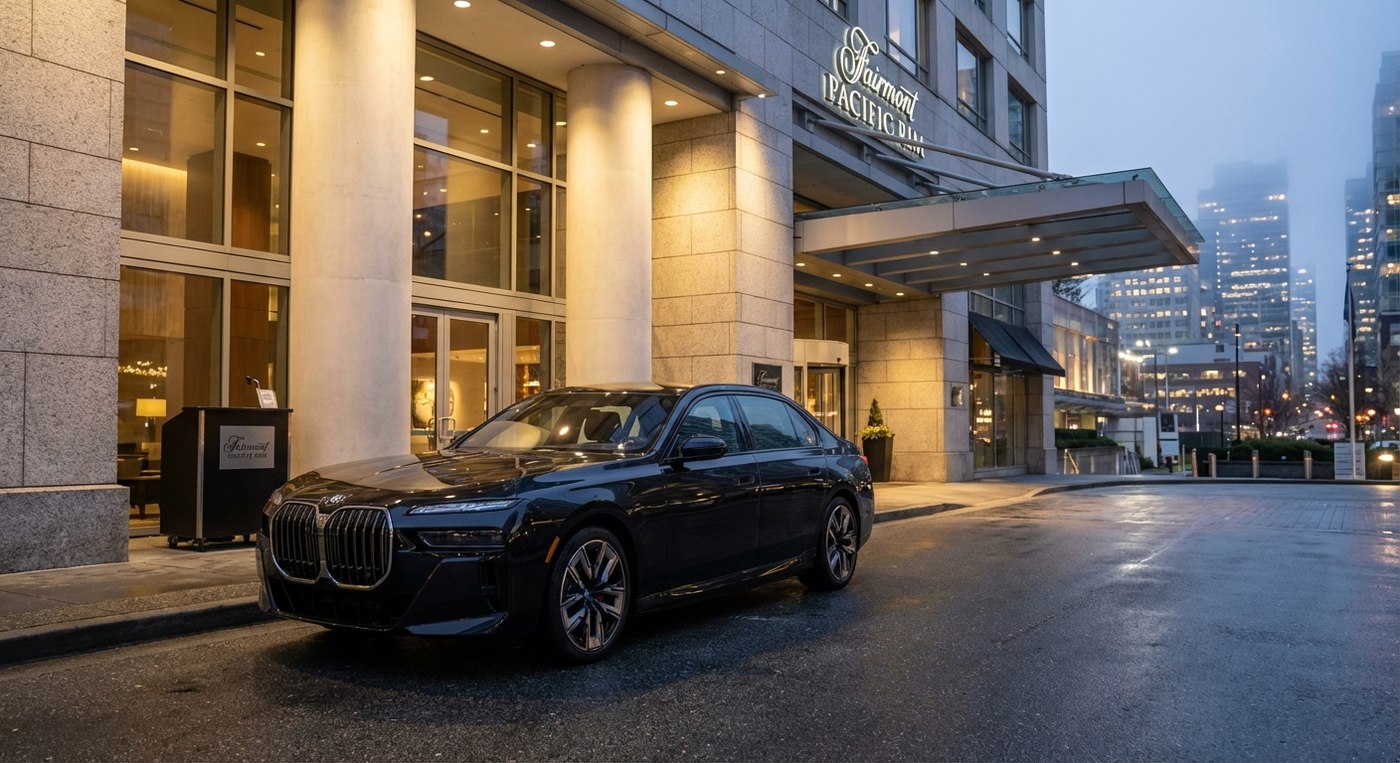 BMW 7 Series 750e Vancouver hotel valet luxury rental Mogestic