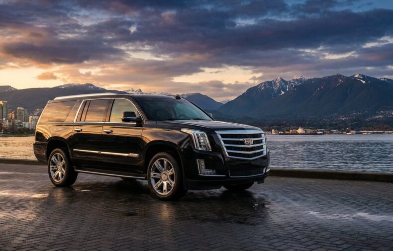 Cadillac Escalade rental in Vancouver for a bachelor party with chauffeur