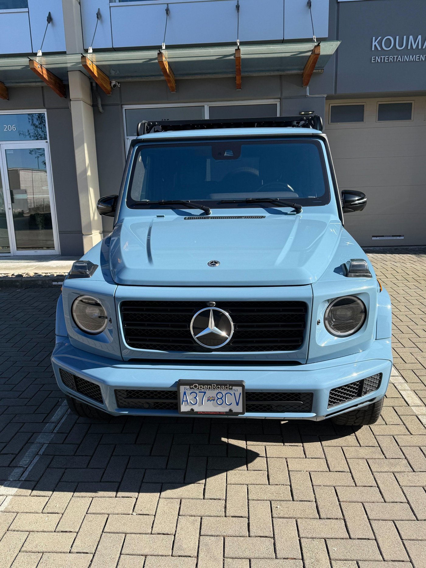 Front of Mogestic Mercedes G-Wagon with BC plates in North Vancouver