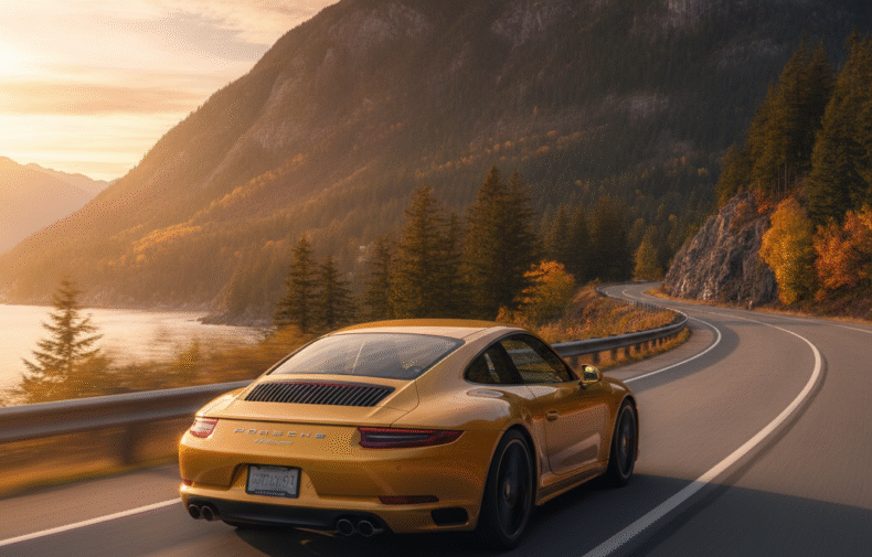 Porsche 911 Carrera rental in Vancouver for a Sea-to-Sky bachelor weekend