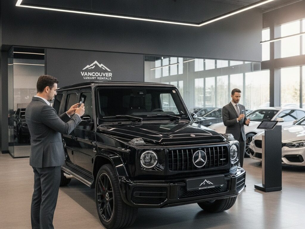 Person doing final walkaround inspection of Mercedes G-Class at return