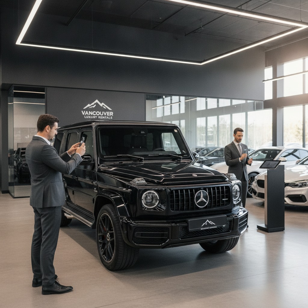 Person doing final walkaround inspection of Mercedes G-Class at return